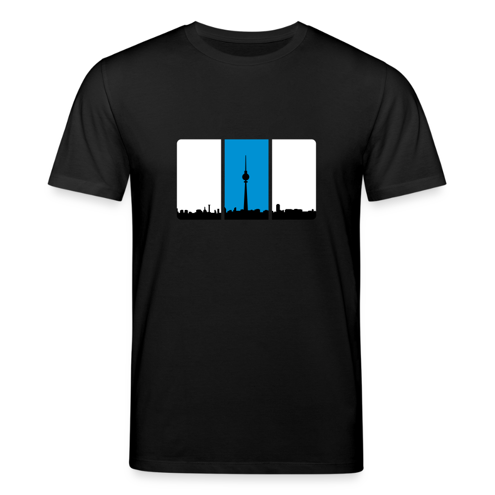 Berliner Skyline in Streifen - Unisex Bio T-Shirt - Schwarz