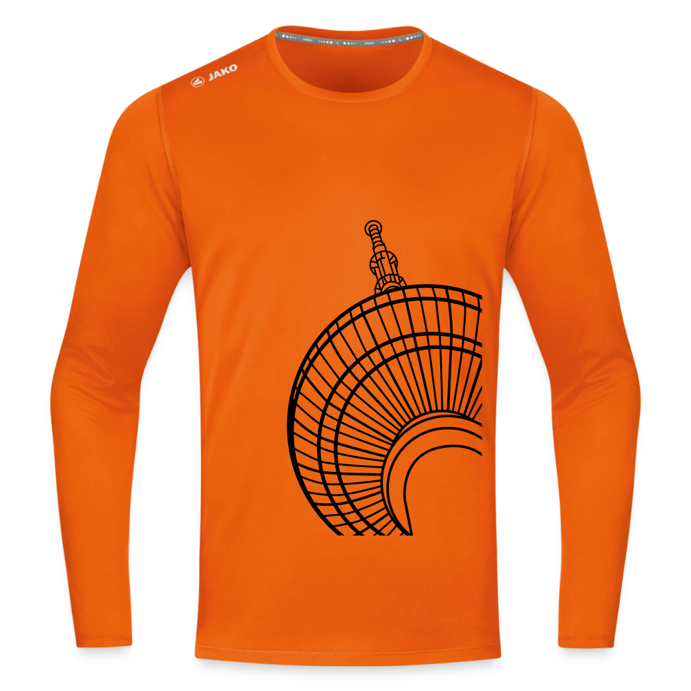 Der Turm von unten - schwarz - Männer Sport Langamshirt - Neonorange