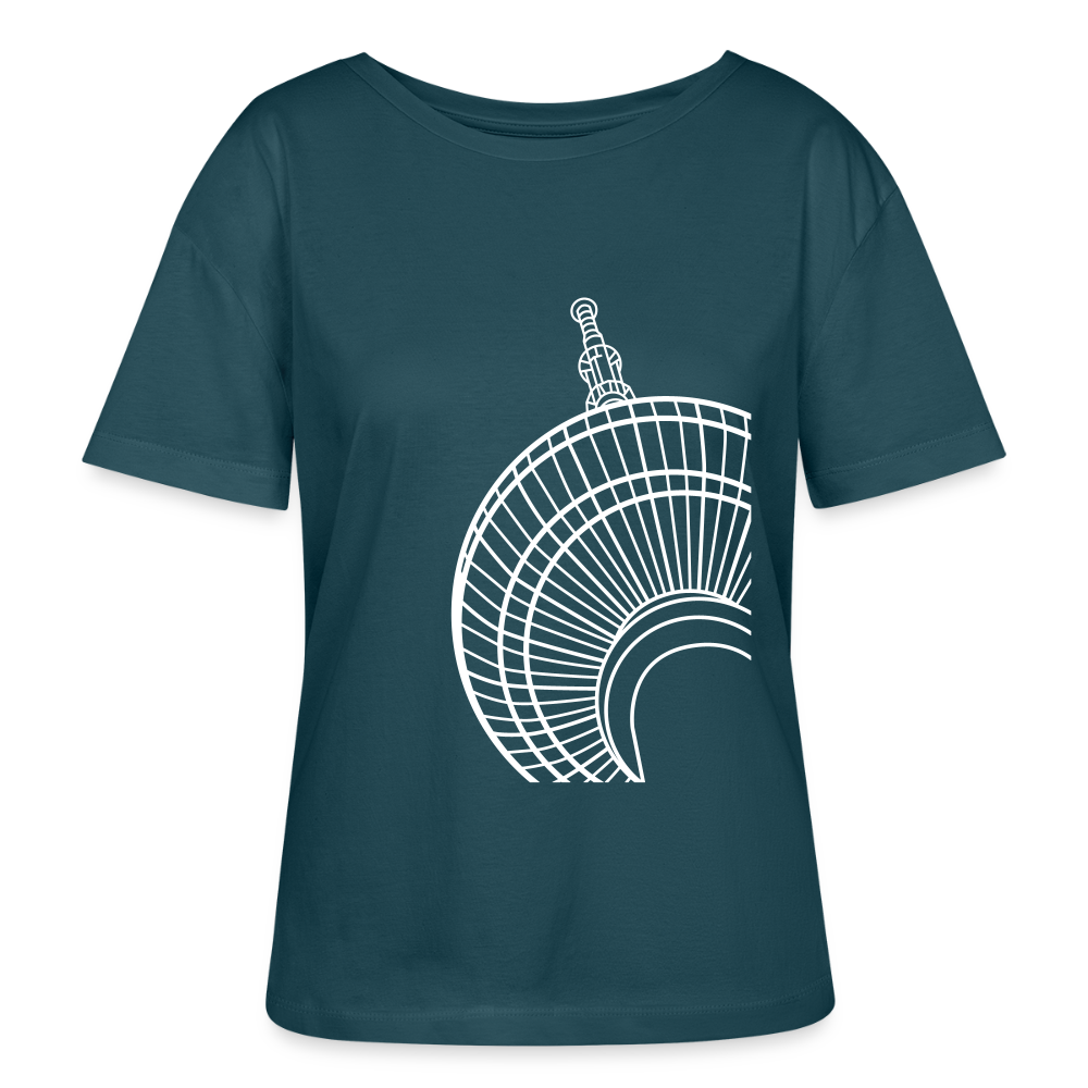 Der Turm von unten - weiß - Relaxed Rundhals Frauen Bio-T-Shirt - Dunkles Petrol