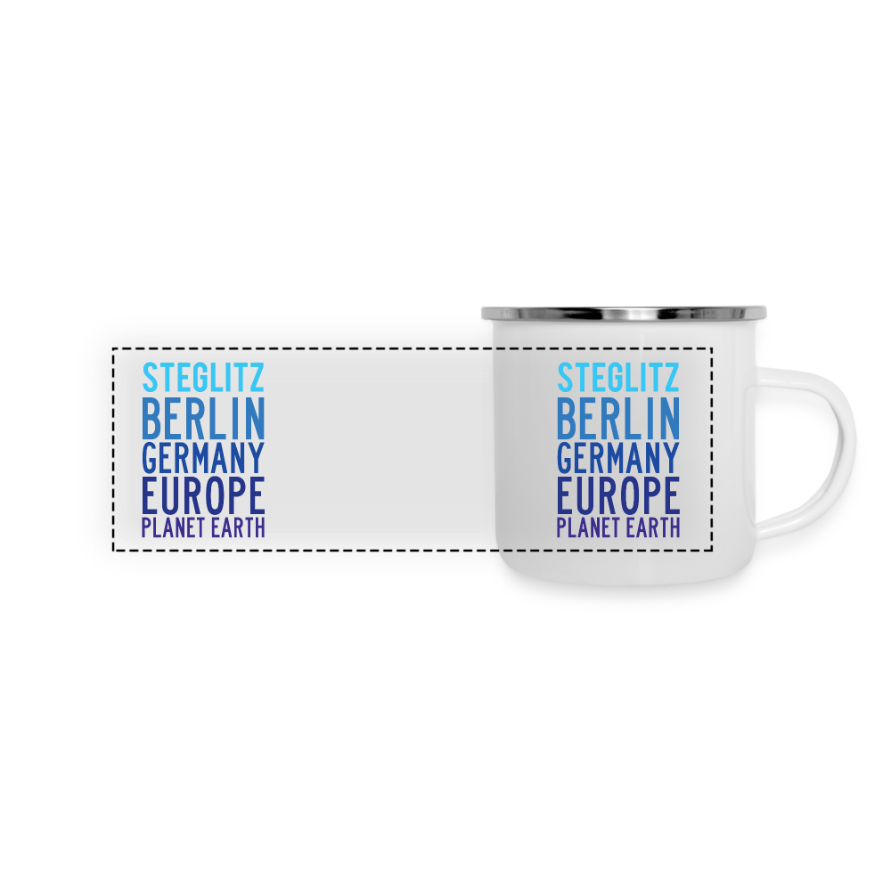 Steglitz Planet Earth - Emaille Tasse - Weiß