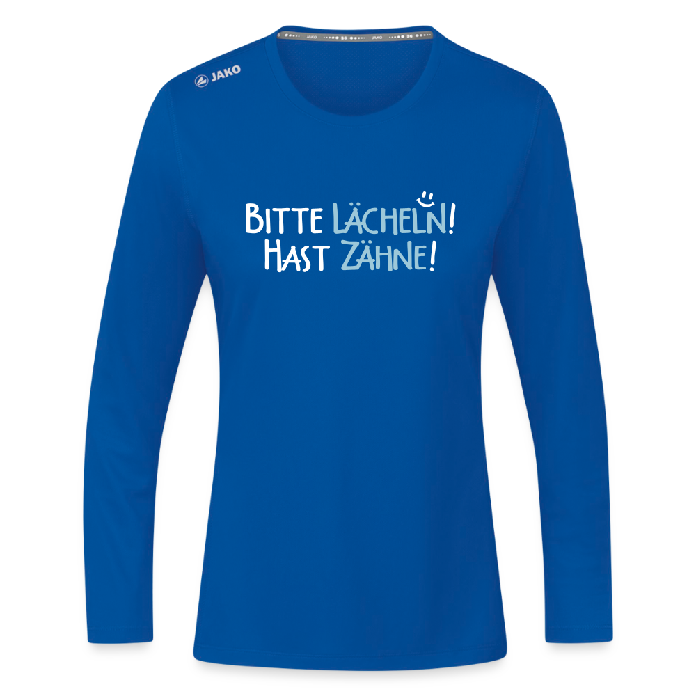 Bitte lächeln! Hast Zähne! - Frauen Sport Langarmshirt - Royalblau