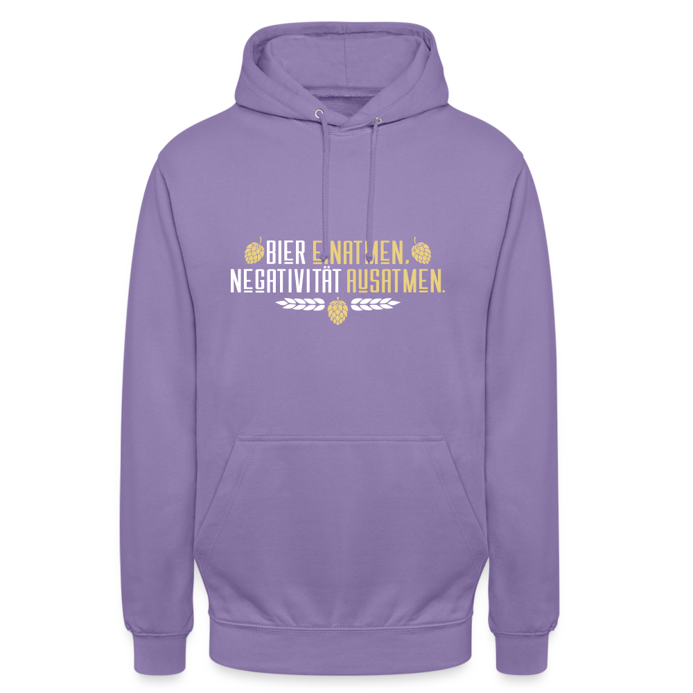 Bier einatmen, Negativität ausatmen. - Unisex Hoodie - Lavendel