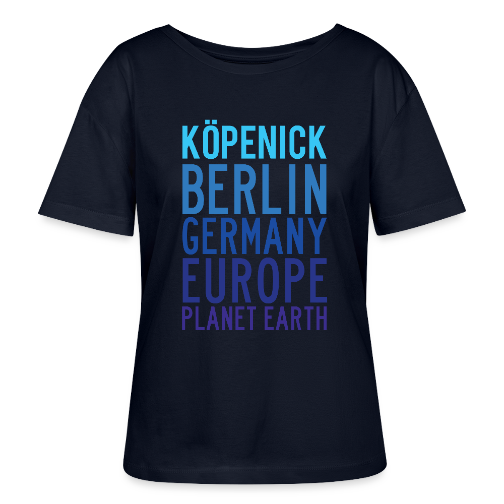Köpenick Planet Earth - Relaxed Rundhals Frauen Bio-T-Shirt - Navy