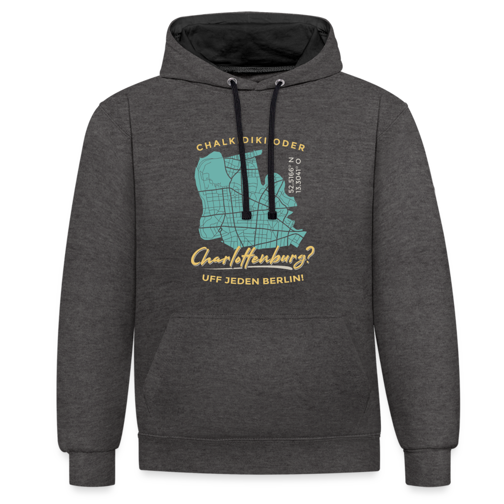 Chalkidiki oder Charlottenburg - Kontrast Hoodie - Anthrazit/Schwarz