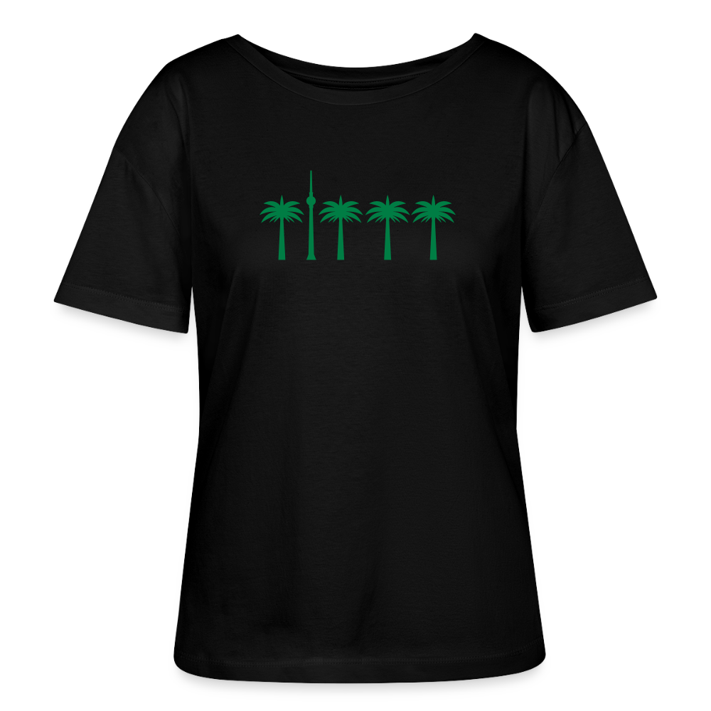 Berlin unter Palmen - Relaxed Rundhals Frauen Bio-T-Shirt - Schwarz