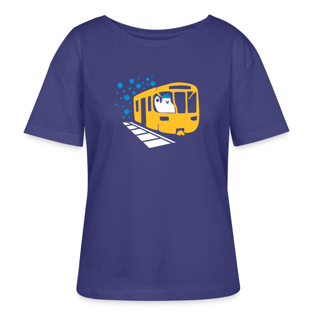 Bär in U-Bahn Kommt - Relaxed Rundhals Frauen Bio-T-Shirt - Dämmerung