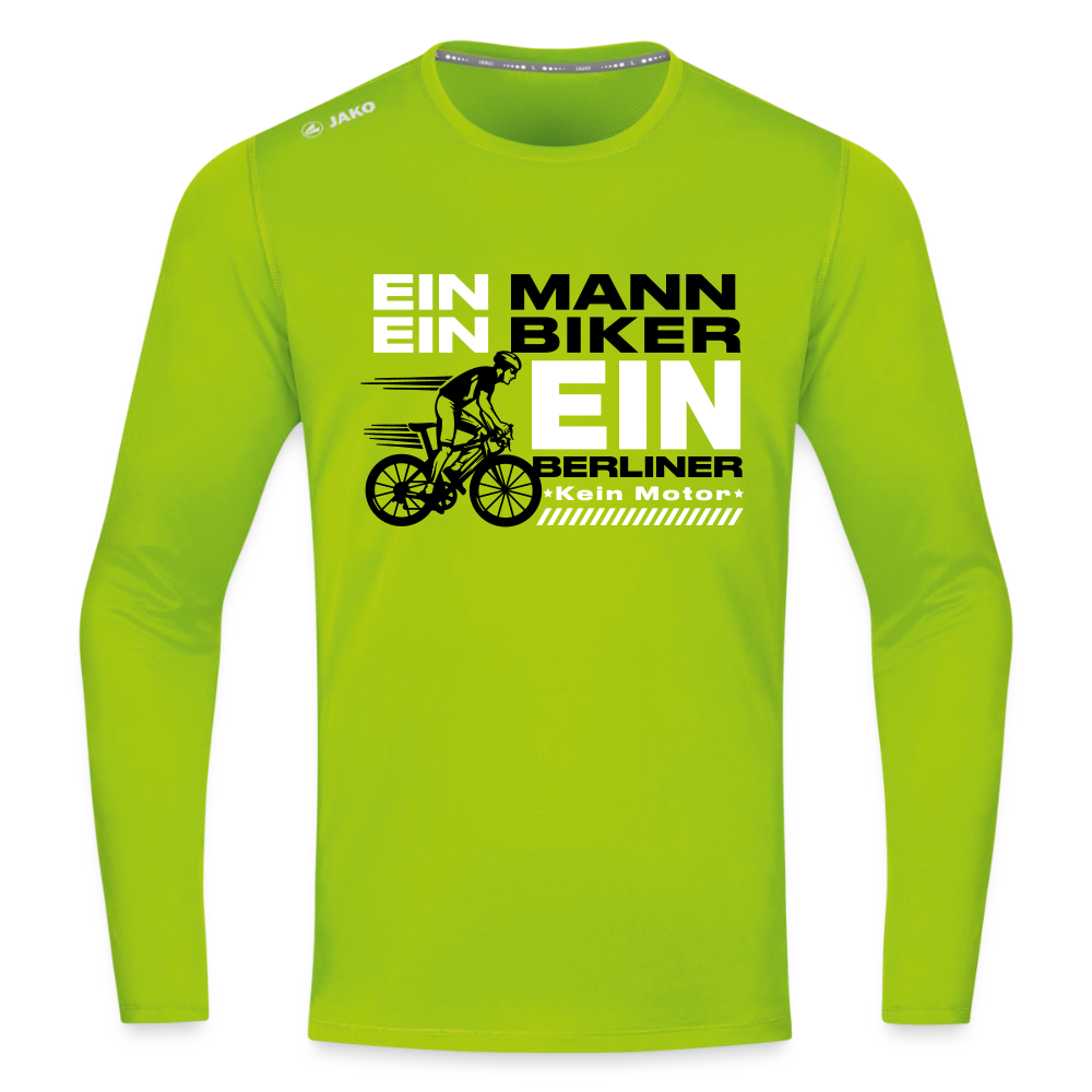 Ein Mann, Ein Biker, Ein Berliner - Männer Sport Langamshirt - Neongrün