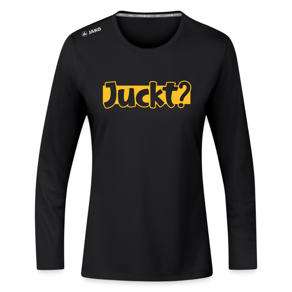 Juckt? - Frauen Sport Langarmshirt - Schwarz