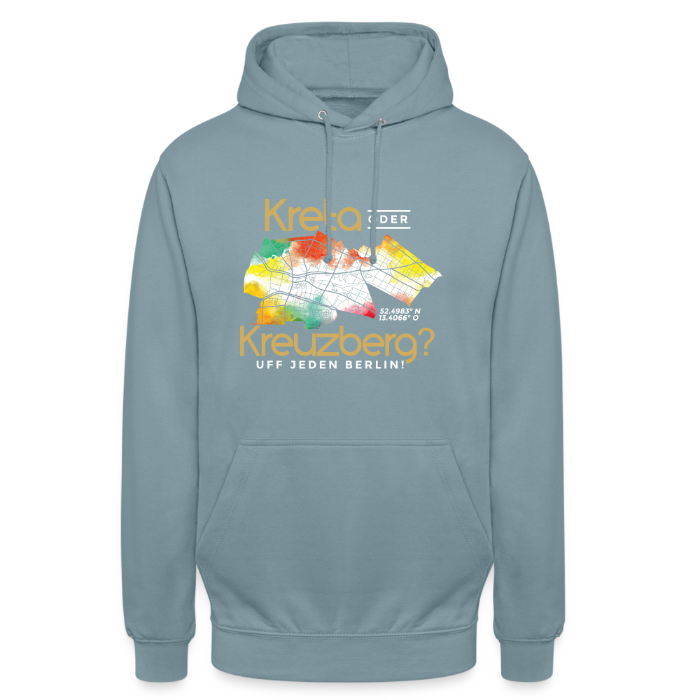Kreta oder Kreuzberg - Unisex Hoodie - Nebelblau