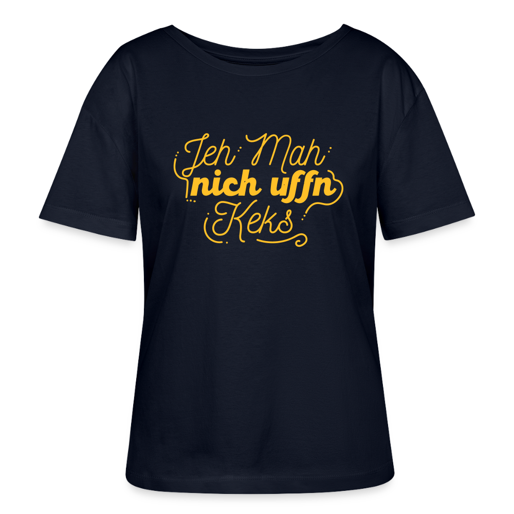 Jeh mah nich uffn Keks gelb - Relaxed Rundhals Frauen Bio-T-Shirt - Navy