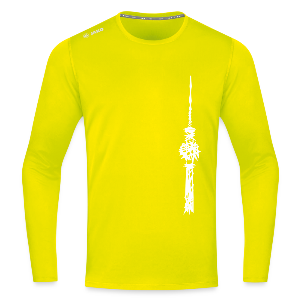 Fernsehturm Zick zack - Männer Sport Langamshirt - Neongelb