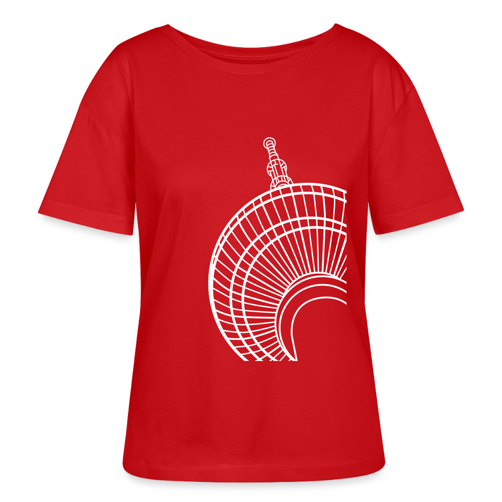 Der Turm von unten - weiß - Relaxed Rundhals Frauen Bio-T-Shirt - Rot