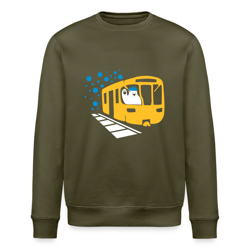 Bär in U-Bahn Kommt - Unisex Bio Sweatshirt - Khaki