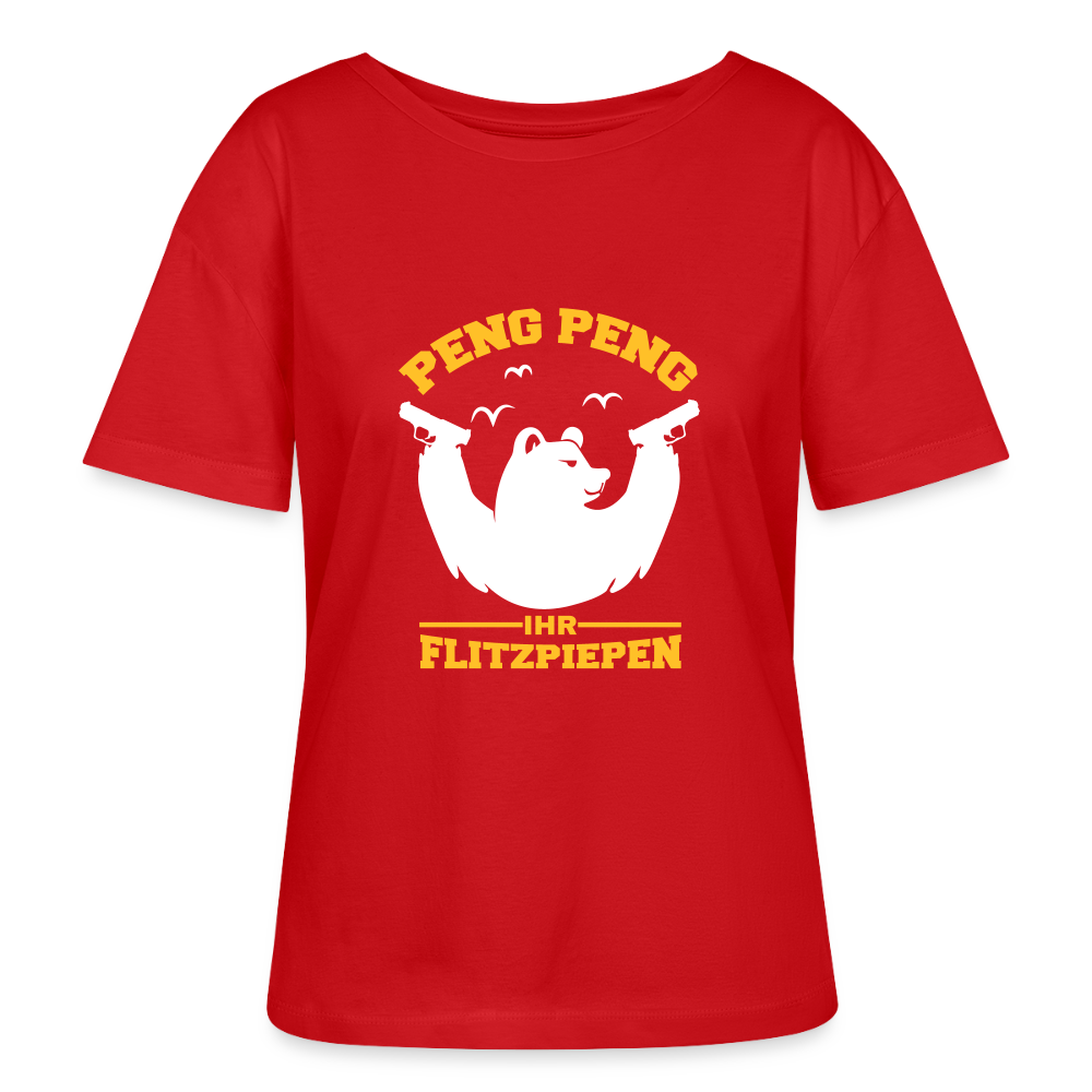 Peng Peng - Relaxed Rundhals Frauen Bio-T-Shirt - Rot