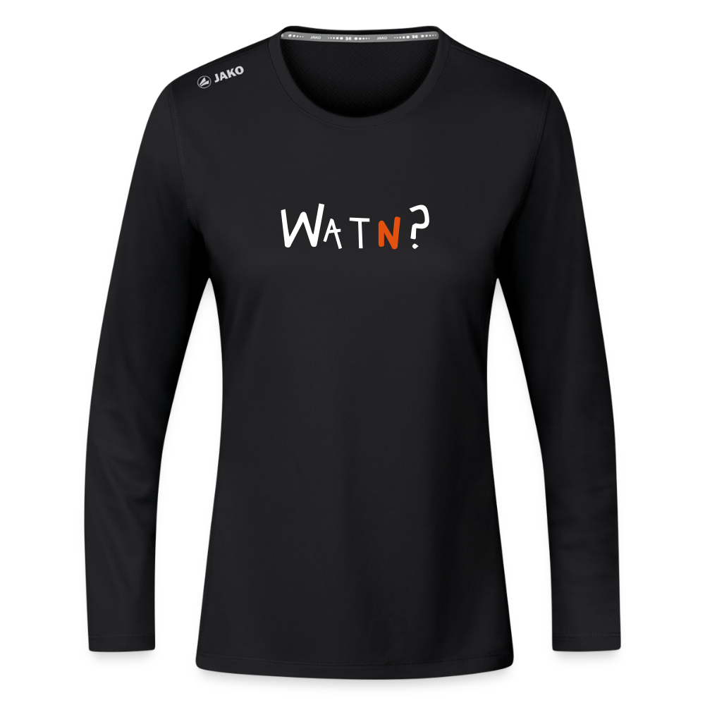WATN? - Frauen Sport Langarmshirt - Schwarz