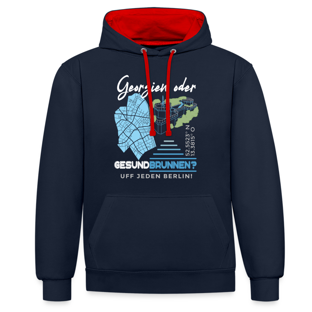 Georgien oder Gesundbrunnen - Kontrast Hoodie - Navy/Rot