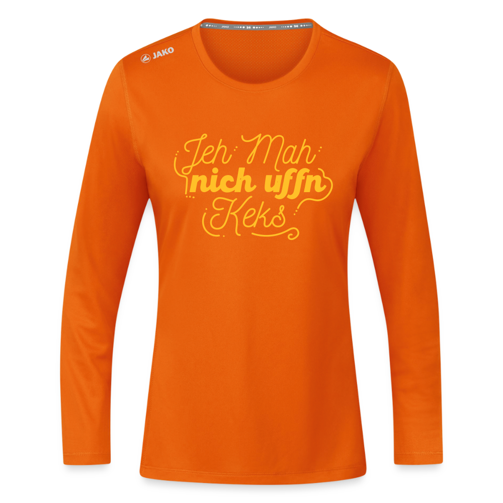 Jeh mah nich uffn Keks gelb - Frauen Sport Langarmshirt - Neonorange