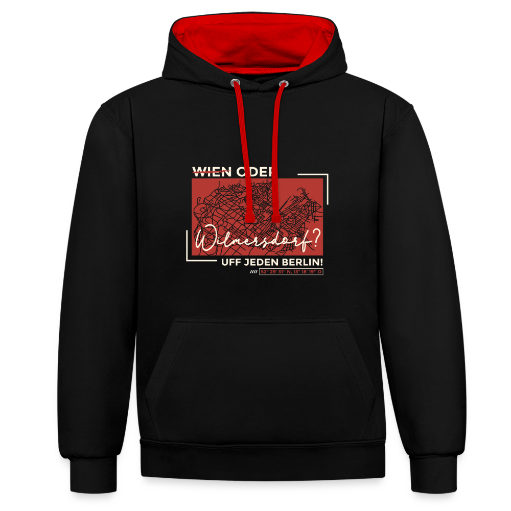 Wien Oder Wilmersdorf Uff Jeden Berlin - Kontrast Hoodie - Schwarz/Rot
