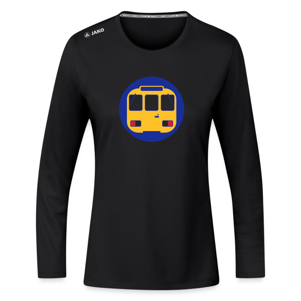 U-Bahntunnel - Frauen Sport Langarmshirt - Schwarz