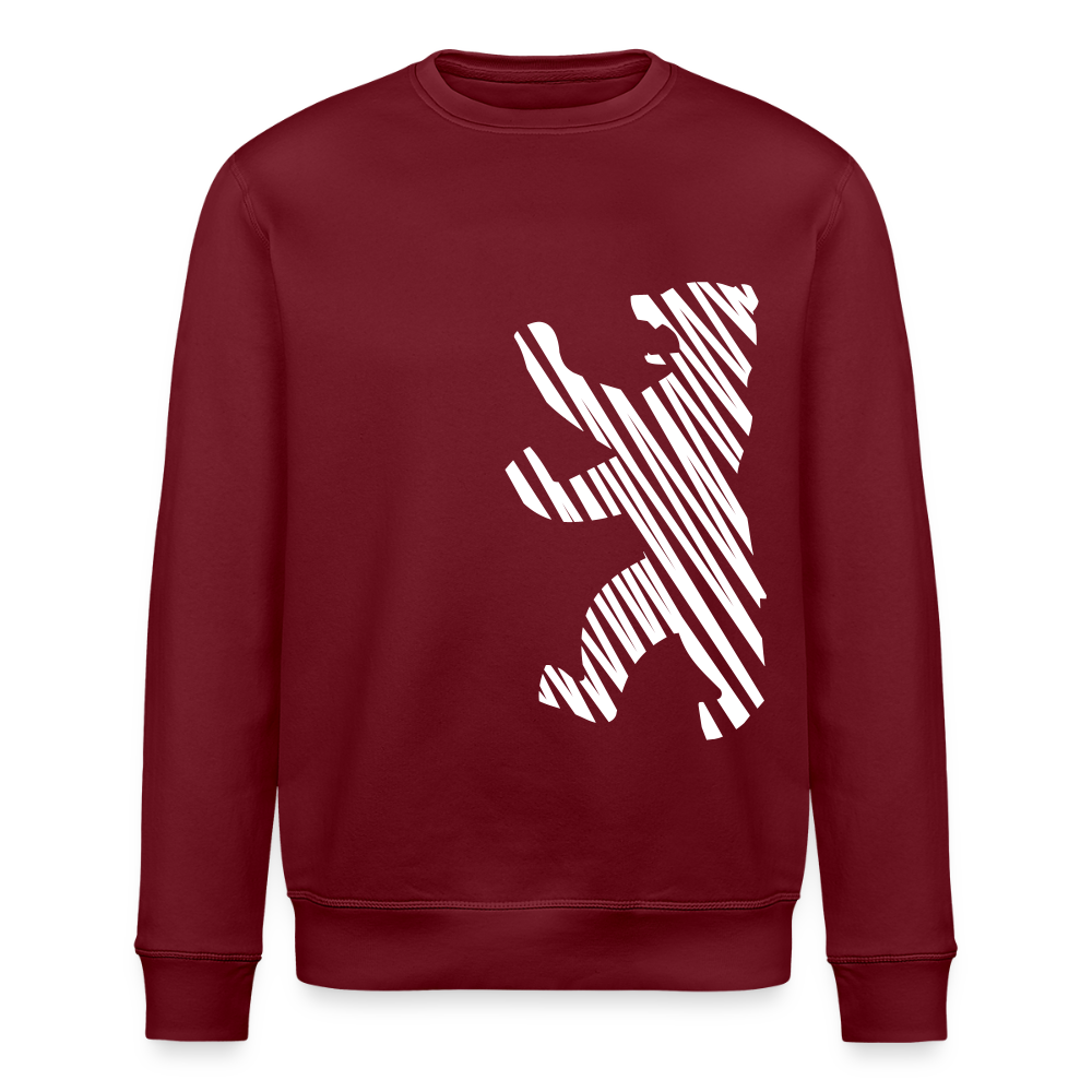 Berliner Bär im Netz - weiß - Unisex Bio Sweatshirt - Burgunderrot