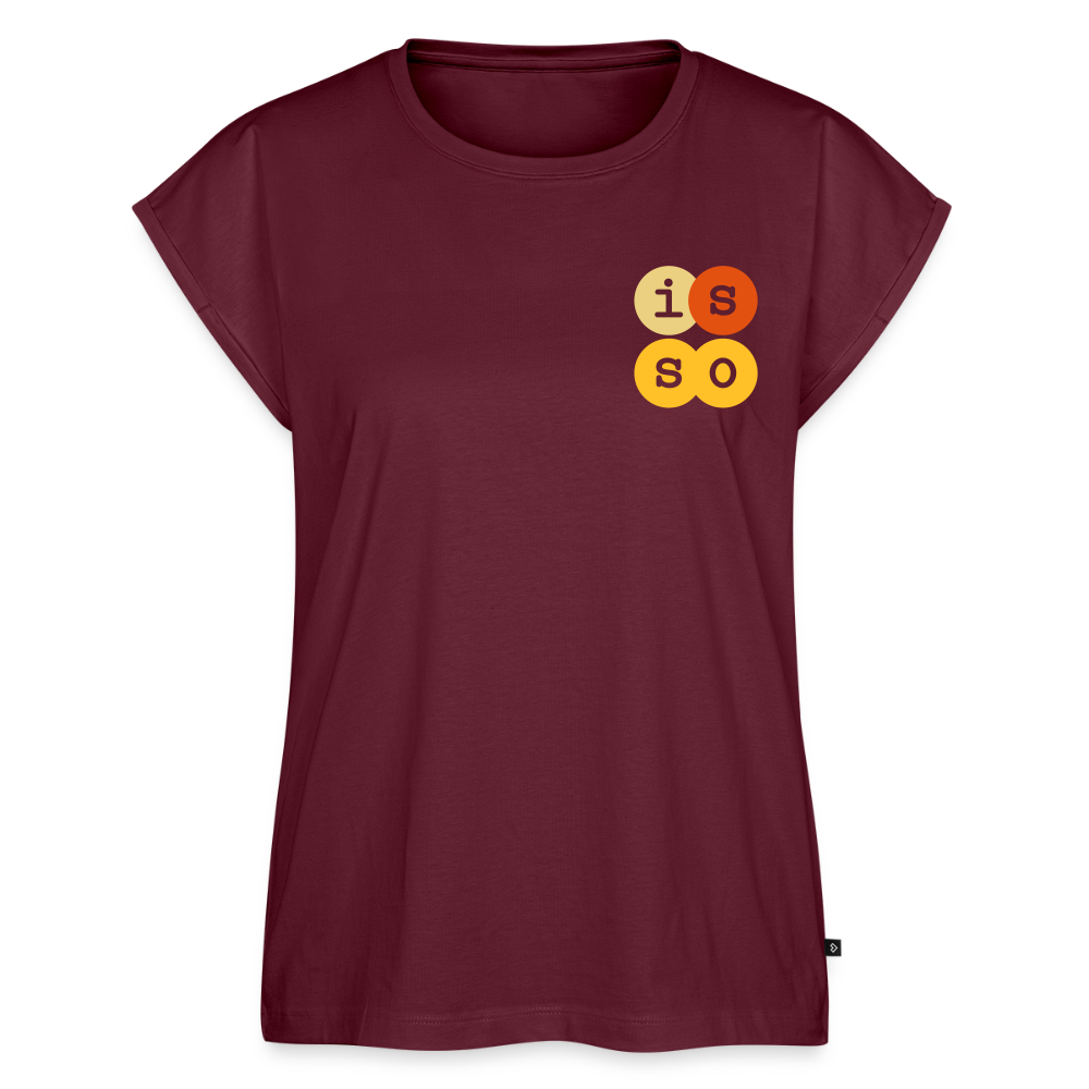 IsSo - Frauen T-Shirt mit gerollten Ärmeln - Burgunderrot