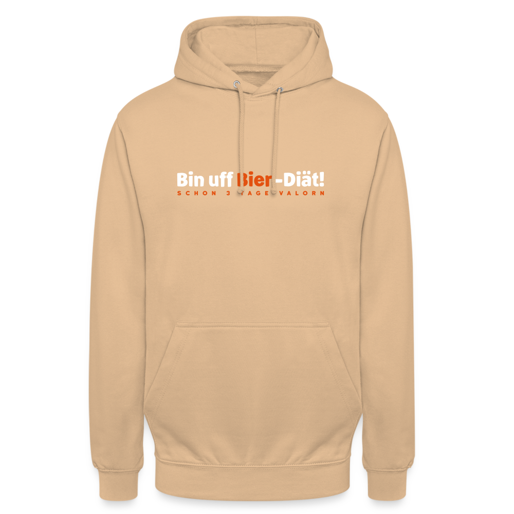 Bin uff Bier-Diät! (schon 3 Tage valorn) - Unisex Hoodie - Pfirsich