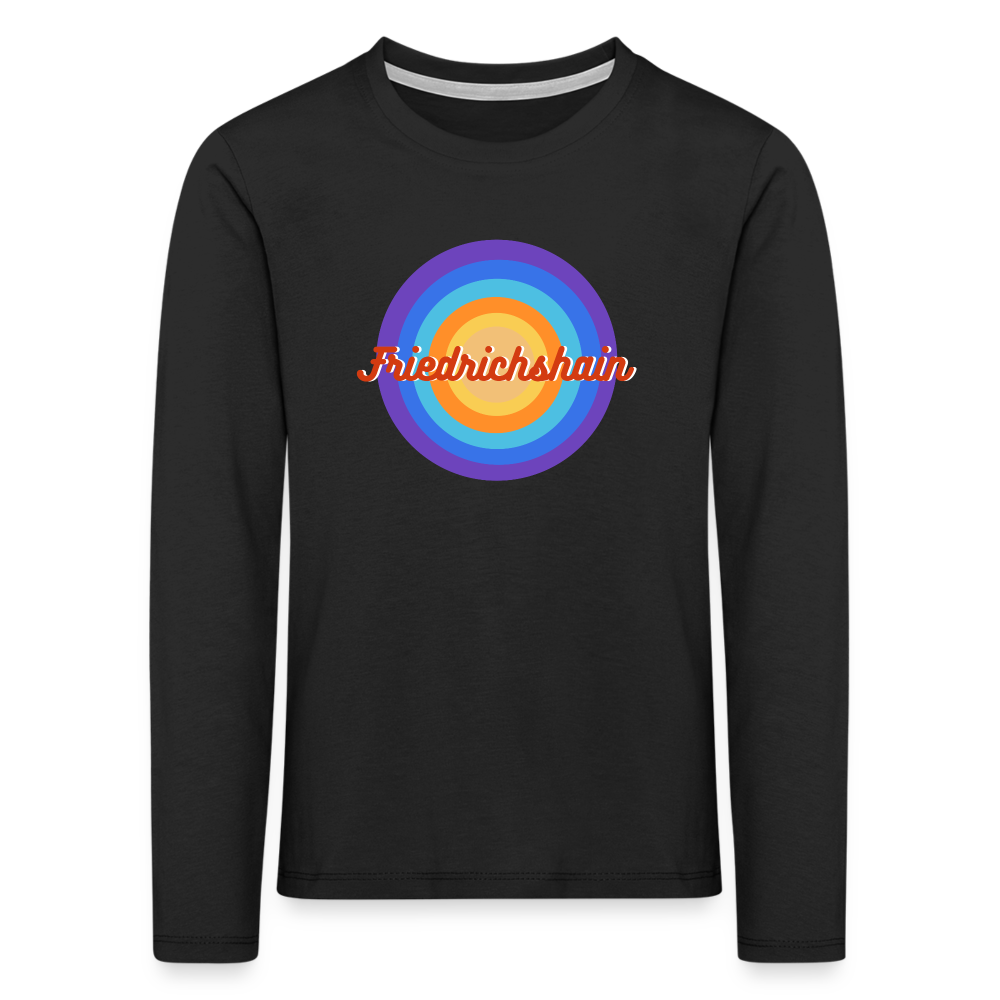 Friedrichshain Retro - Kinder Langarmshirt - Schwarz