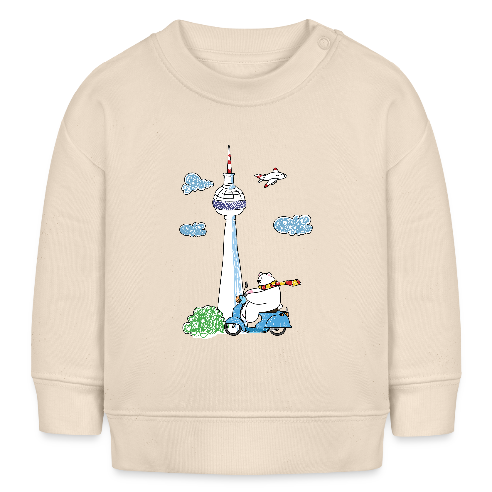 Roller Zum Berliner Fernsehturm - Baby Bio Pullover - Weißgrau