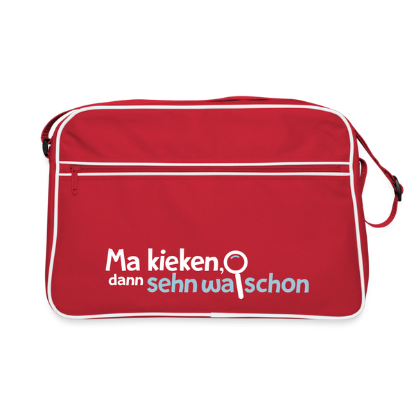 Ma kieken, dann sehn wa schon - Retro Tasche - Rot/Weiß