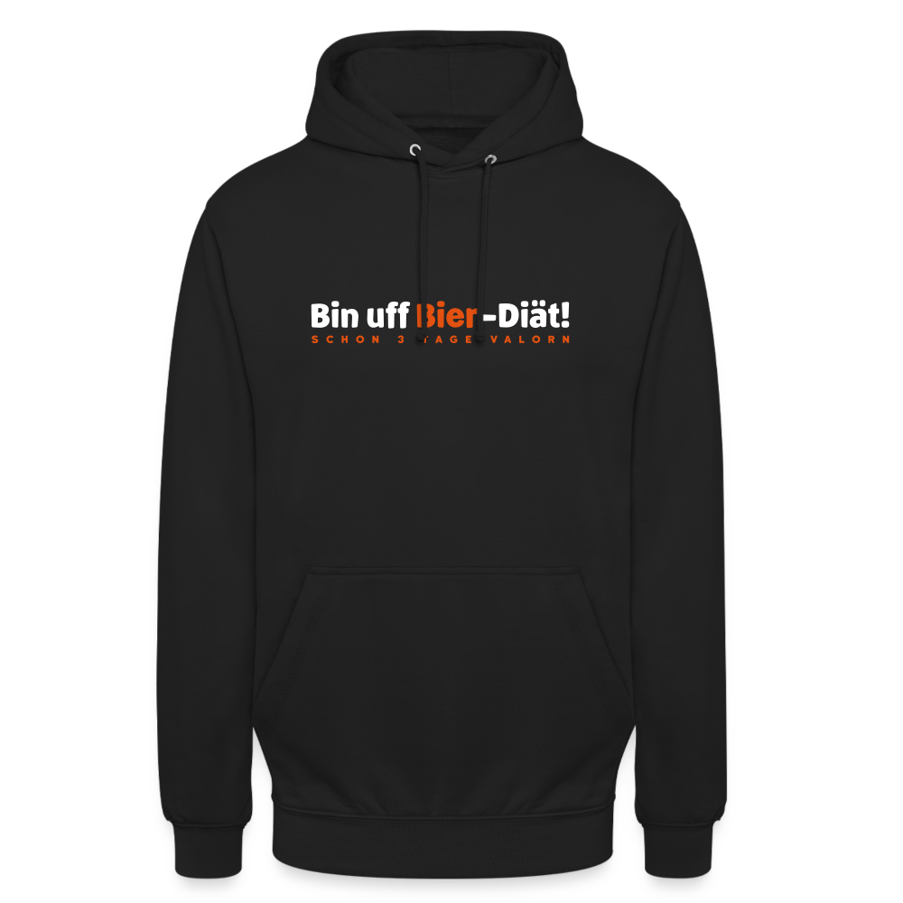 Bin uff Bier-Diät! (schon 3 Tage valorn) - Unisex Hoodie - Schwarz