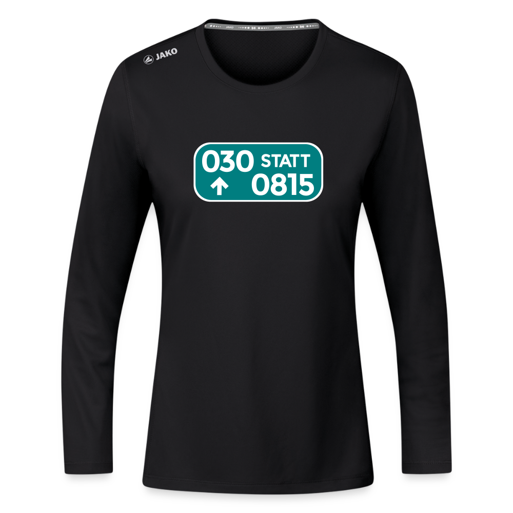 030 statt 0815 - Frauen Sport Langarmshirt - Schwarz