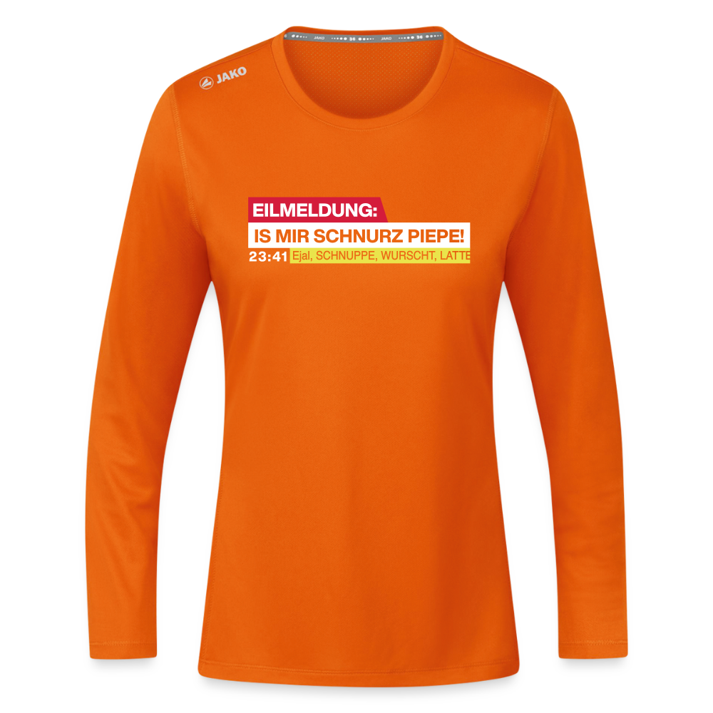 Eilmeldung: Is mir Schnurz Piepe! - Frauen Sport Langarmshirt - Neonorange