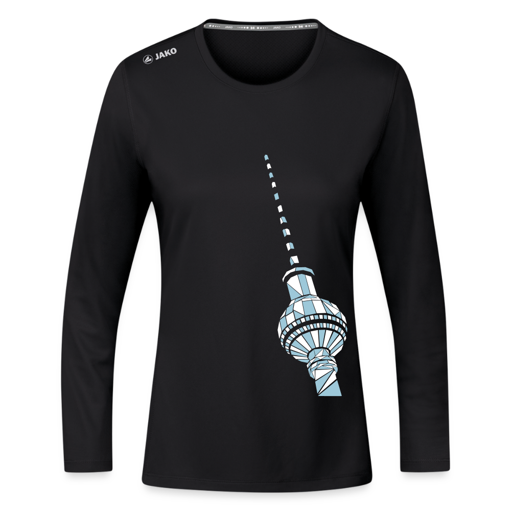 Fernsehturm Geometrie - Frauen Sport Langarmshirt - Schwarz