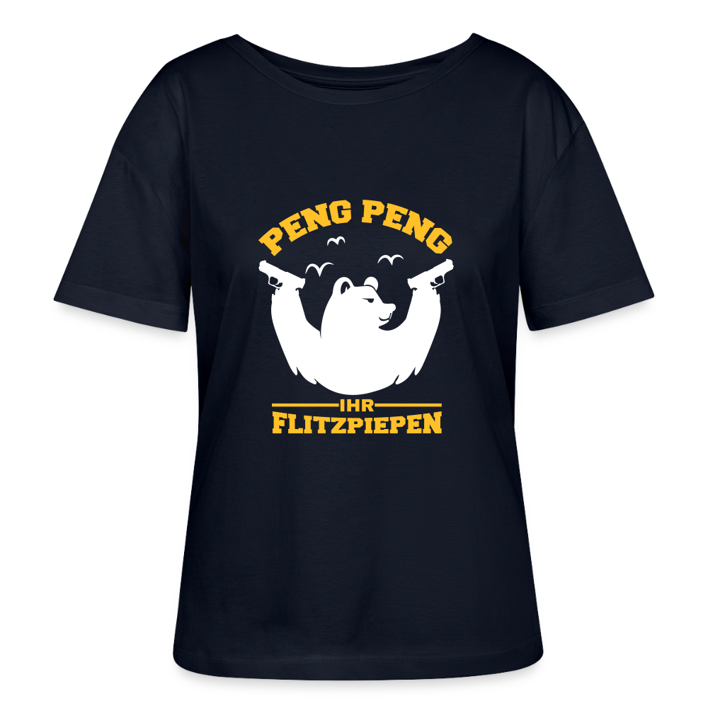 Peng Peng - Relaxed Rundhals Frauen Bio-T-Shirt - Navy