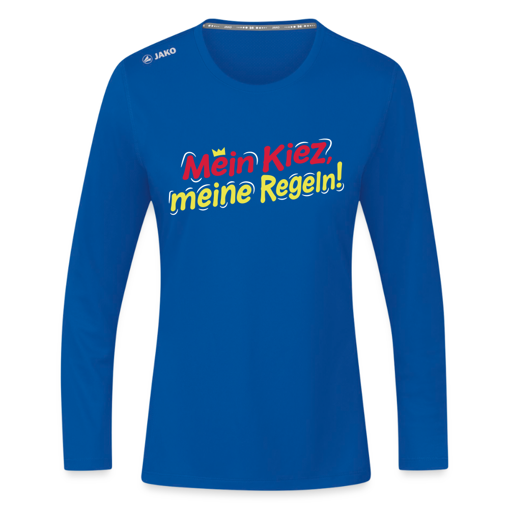 Mein Kiez, meine Regeln! - Frauen Sport Langarmshirt - Royalblau
