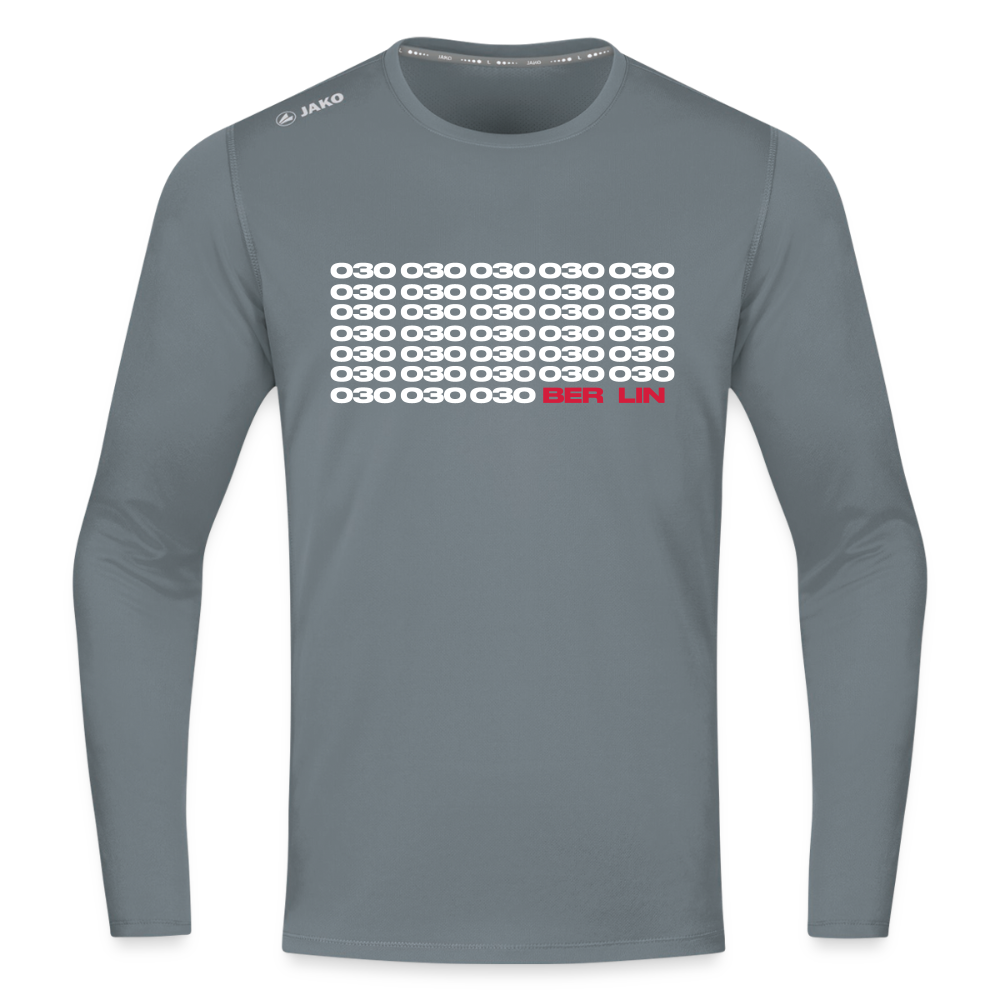 030 Berlin - Männer Sport Langamshirt - Grau