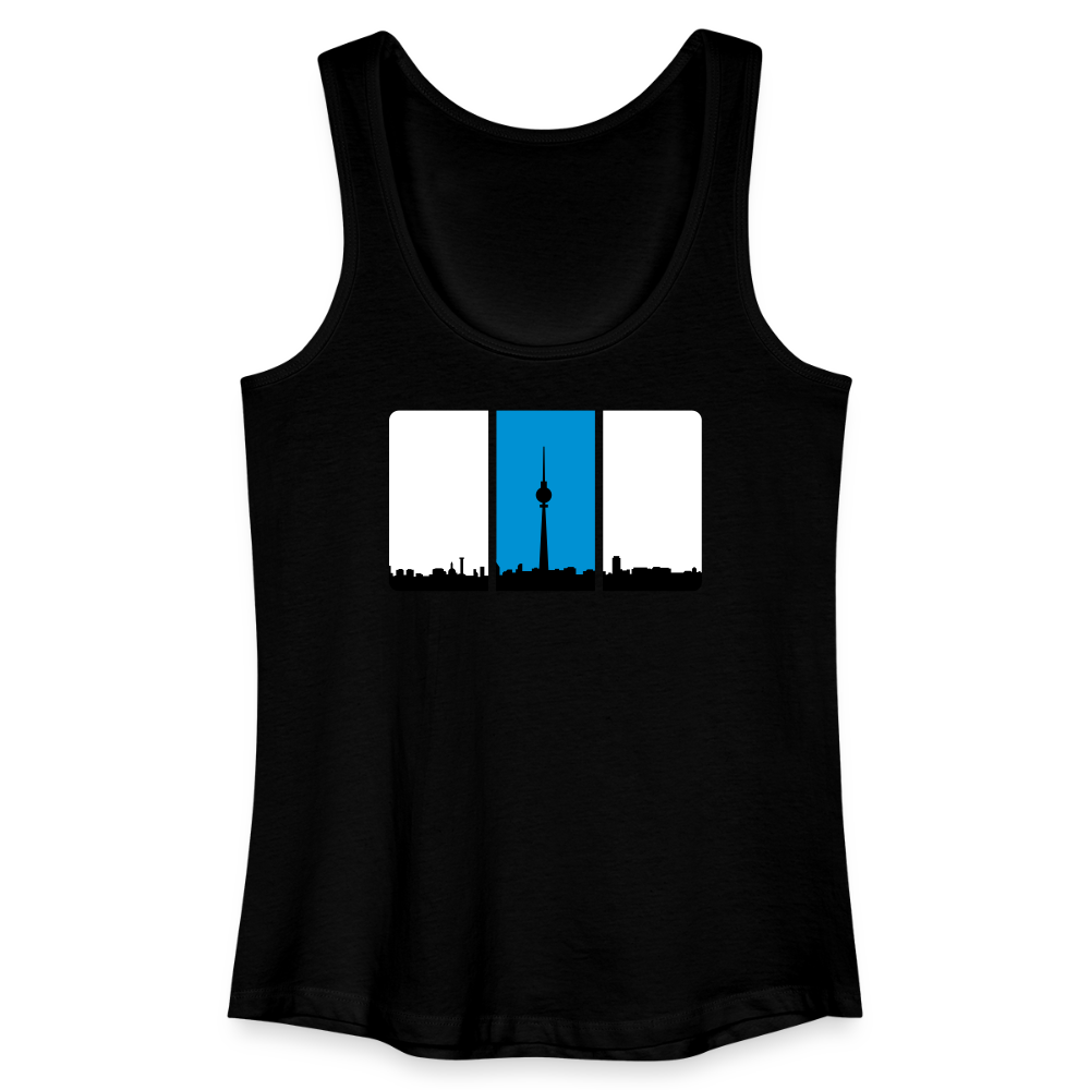 Berliner Skyline in Streifen - Frauen Bio Tank Top - Schwarz