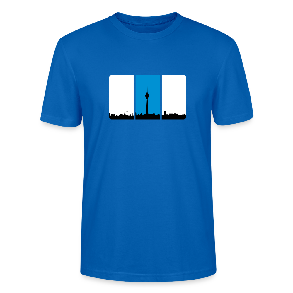 Berliner Skyline in Streifen - Männer Bio T-Shirt - Pfauenblau