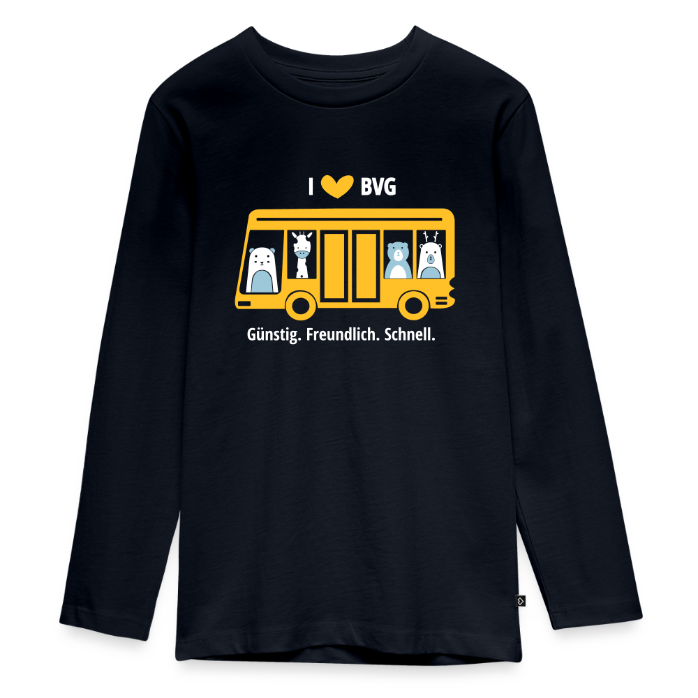 I love BVG - Teenager Langarmshirt - Navy