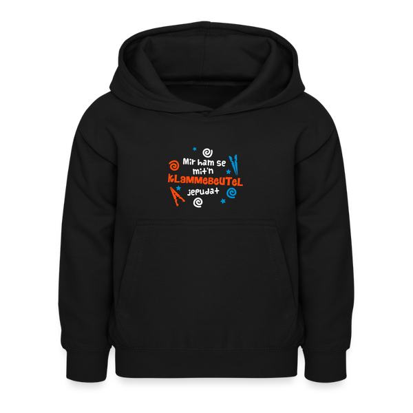 Mit'n Klammabeutel jepudat - Kinder Hoodie - Schwarz