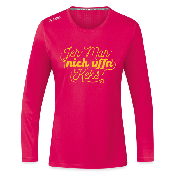 Jeh mah nich uffn Keks gelb - Frauen Sport Langarmshirt - dunkles Pink
