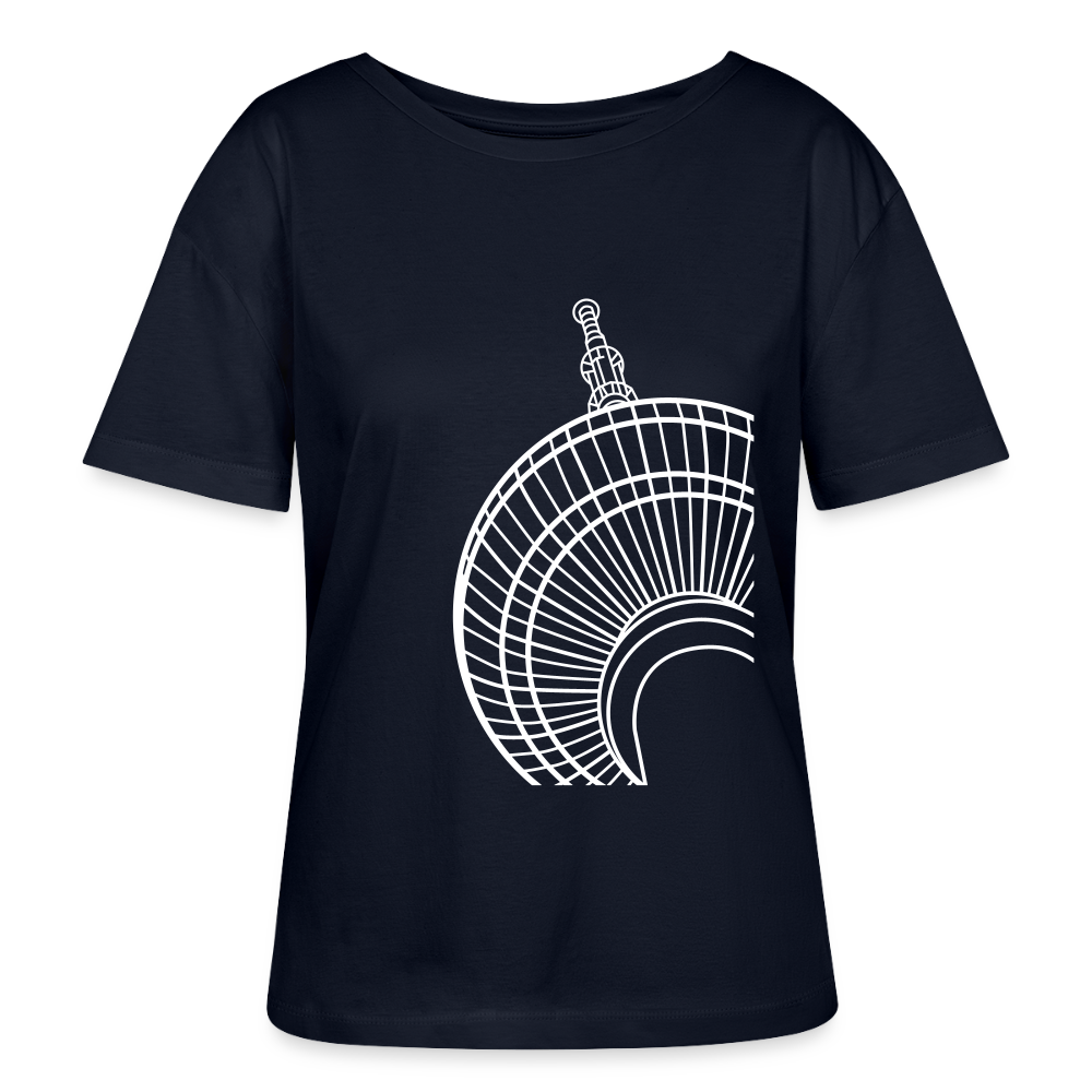 Der Turm von unten - weiß - Relaxed Rundhals Frauen Bio-T-Shirt - Navy