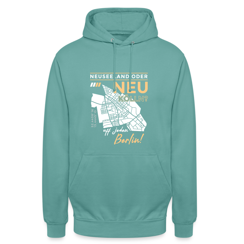 Neuseeland oder Neukölln - Unisex Hoodie - Pastelltürkis