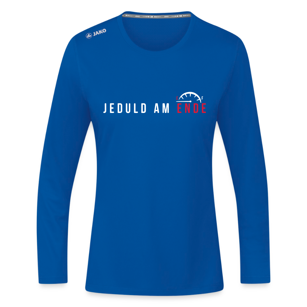 Jeduld am Ende - Frauen Sport Langarmshirt - Royalblau