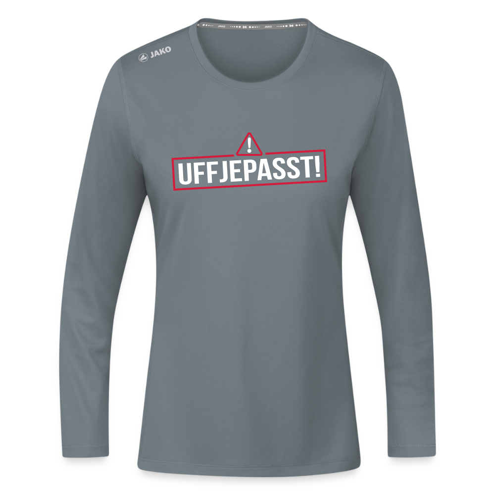 Uffjepasst! - Frauen Sport Langarmshirt - Grau