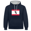 Berliner Flagge mit Hund - Kontrast Hoodie - Navy/Grau meliert