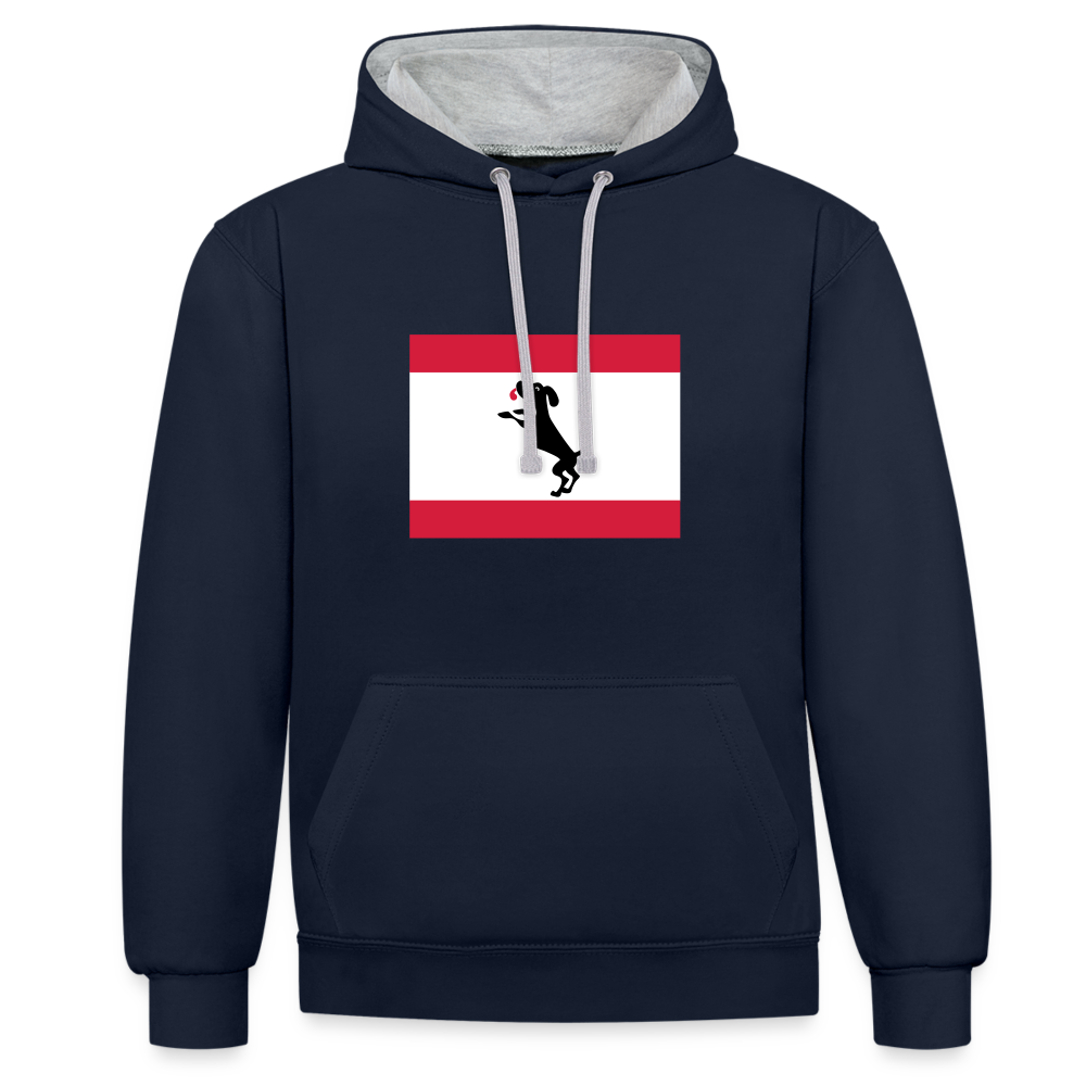 Berliner Flagge mit Hund - Kontrast Hoodie - Navy/Grau meliert
