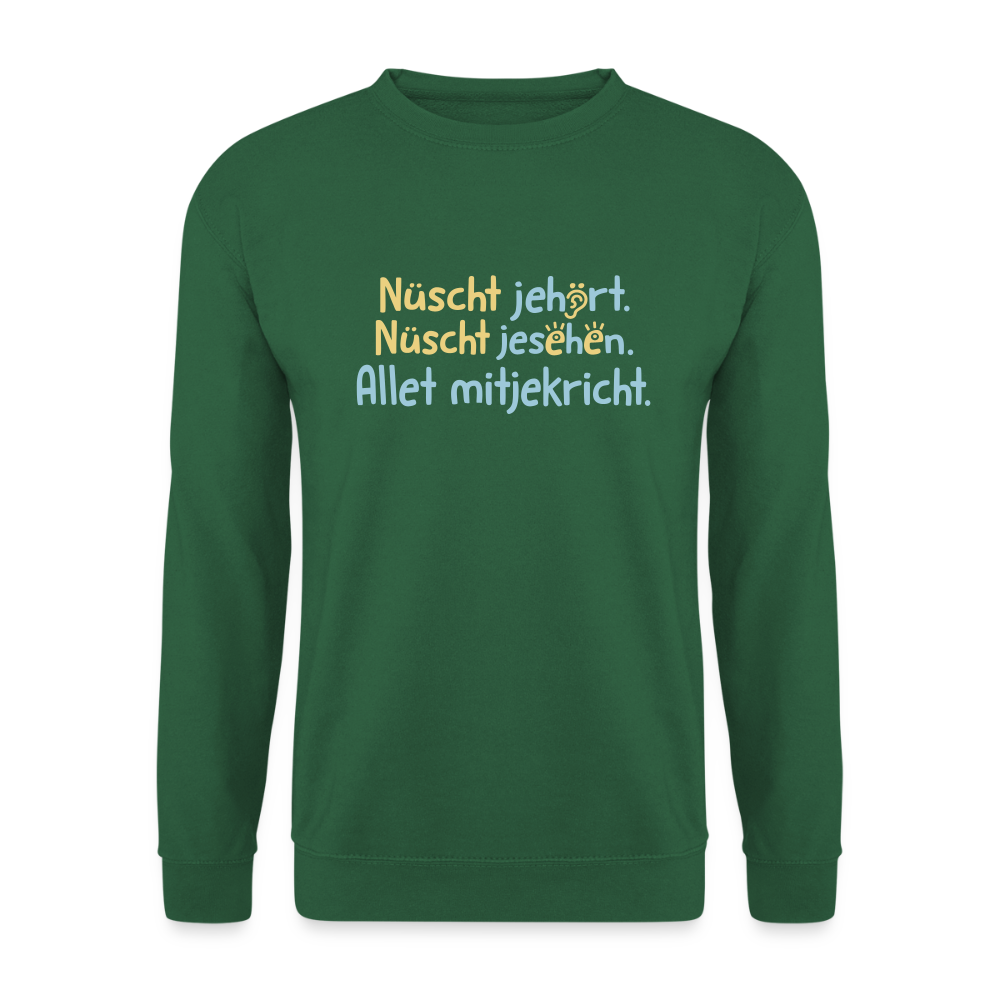 Nüscht jehört, nüscht jesehen, aba allet mitjekricht. - Unisex Pullover - Grün