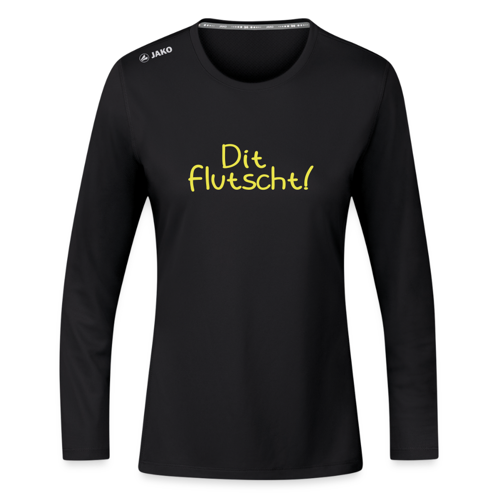 Dit flutscht! - Frauen Sport Langarmshirt - Schwarz