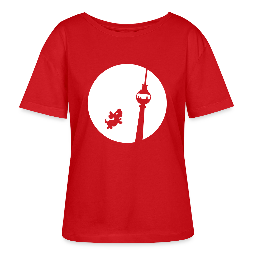 Hund am Fernsehturm - Relaxed Rundhals Frauen Bio-T-Shirt - Rot